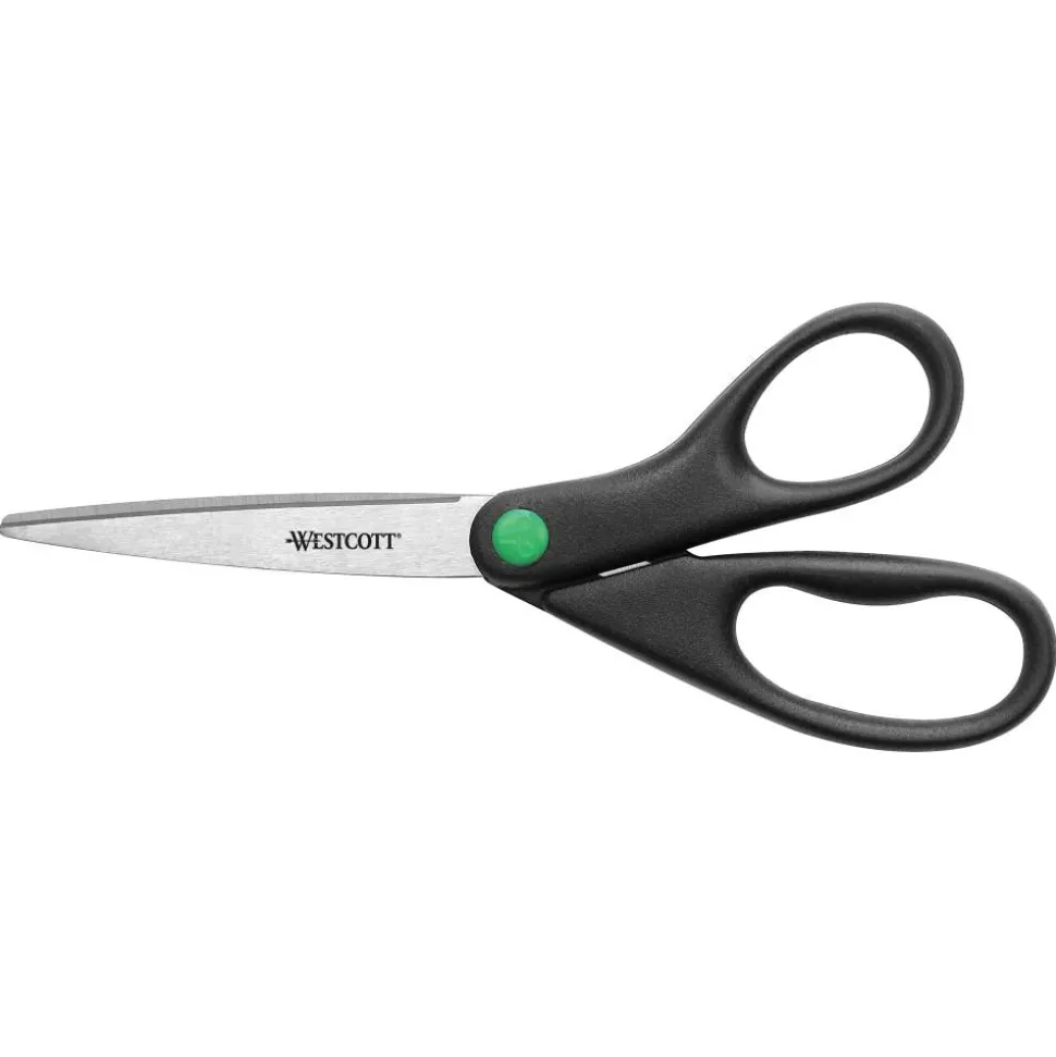 Westcott KleenEarth Scissors, 8" Long, 3.25" Cut Length, Straight Black Handle