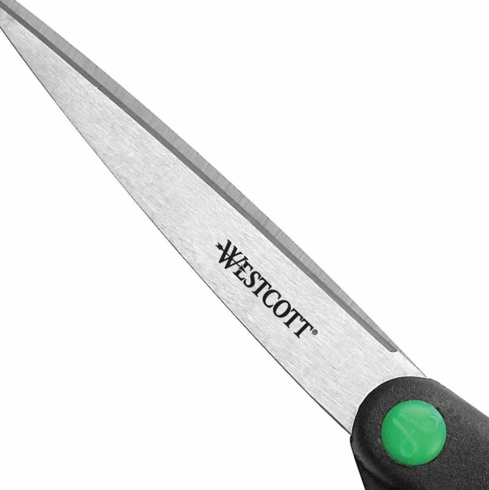 Westcott KleenEarth Scissors, 8" Long, 3.25" Cut Length, Straight Black Handle