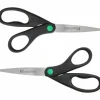 Westcott KleenEarth Scissors, 8" Long, 3.25" Cut Length, Straight Black Handle, 2/Pack