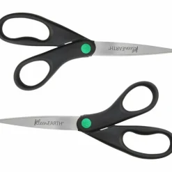 Westcott KleenEarth Scissors, 8" Long, 3.25" Cut Length, Straight Black Handle, 2/Pack