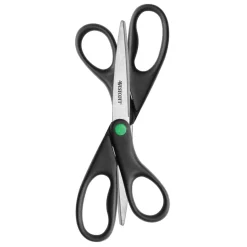 Westcott KleenEarth Scissors, 8" Long, 3.25" Cut Length, Straight Black Handle, 2/Pack