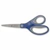 Westcott KleenEarth Soft Handle Scissors, 8" Long, 3.25" Cut Length, Straight Blue/Gray Handle