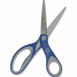 Westcott KleenEarth Soft Handle Scissors, 8" Long, 3.25" Cut Length, Straight Blue/Gray Handle