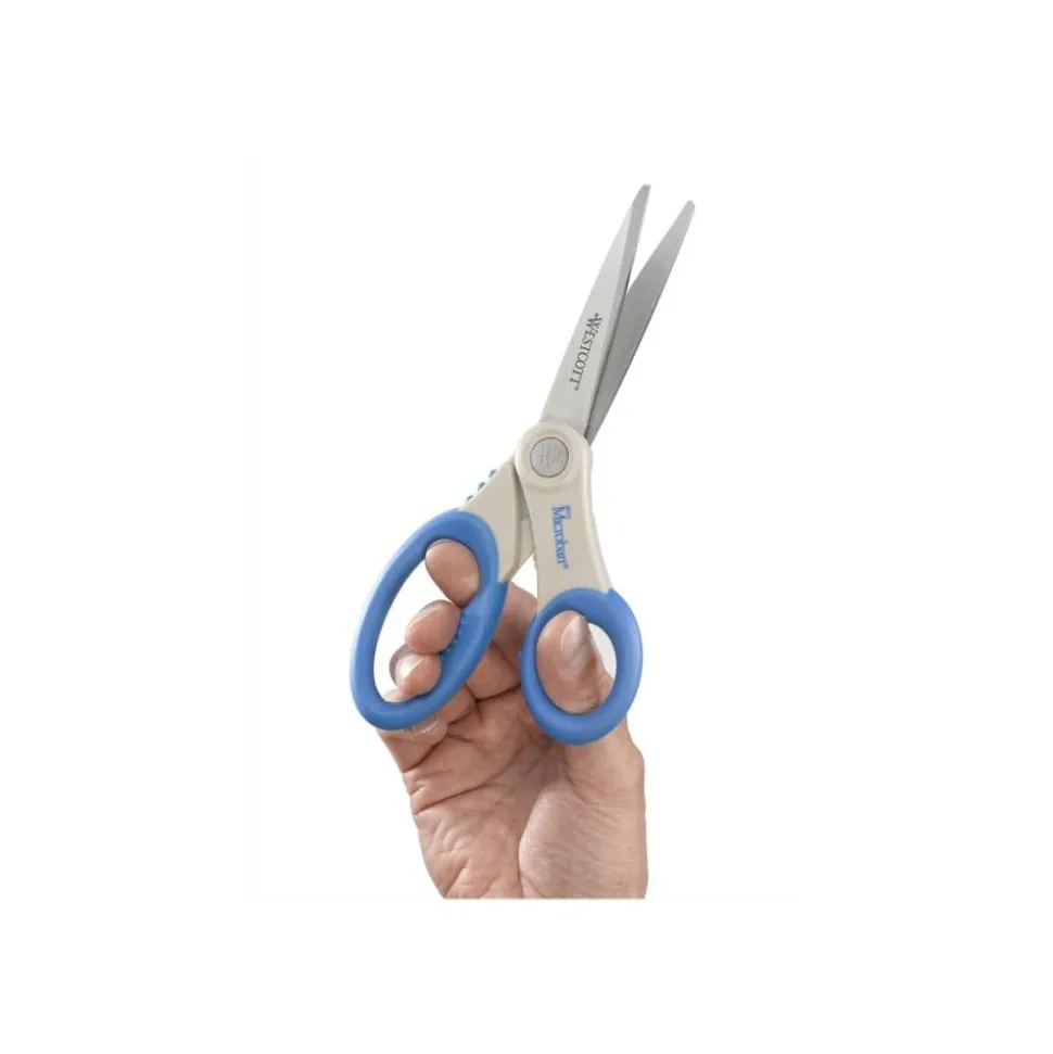 Westcott Soft Handle Scissors With Anti-Microbial Product Protection, 8", Pointed, Blue