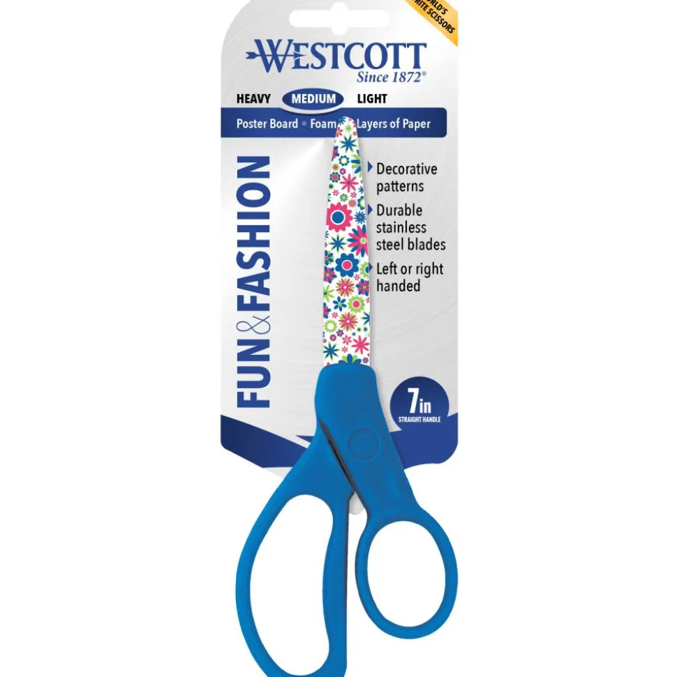 Westcott Student Fun And Fashionable Scissors, 7", Pointed, Floral