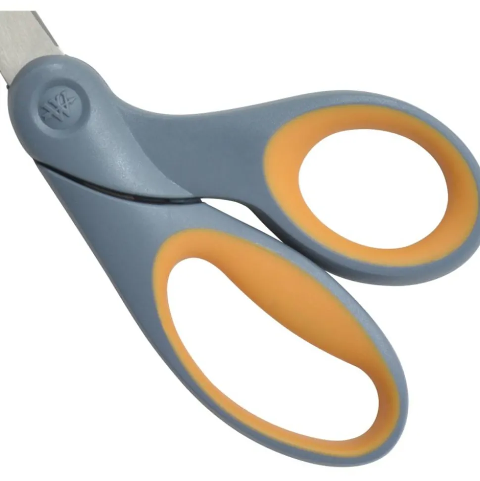 Westcott Titanium Bonded Scissors, 8", Bent, Gray/Yellow