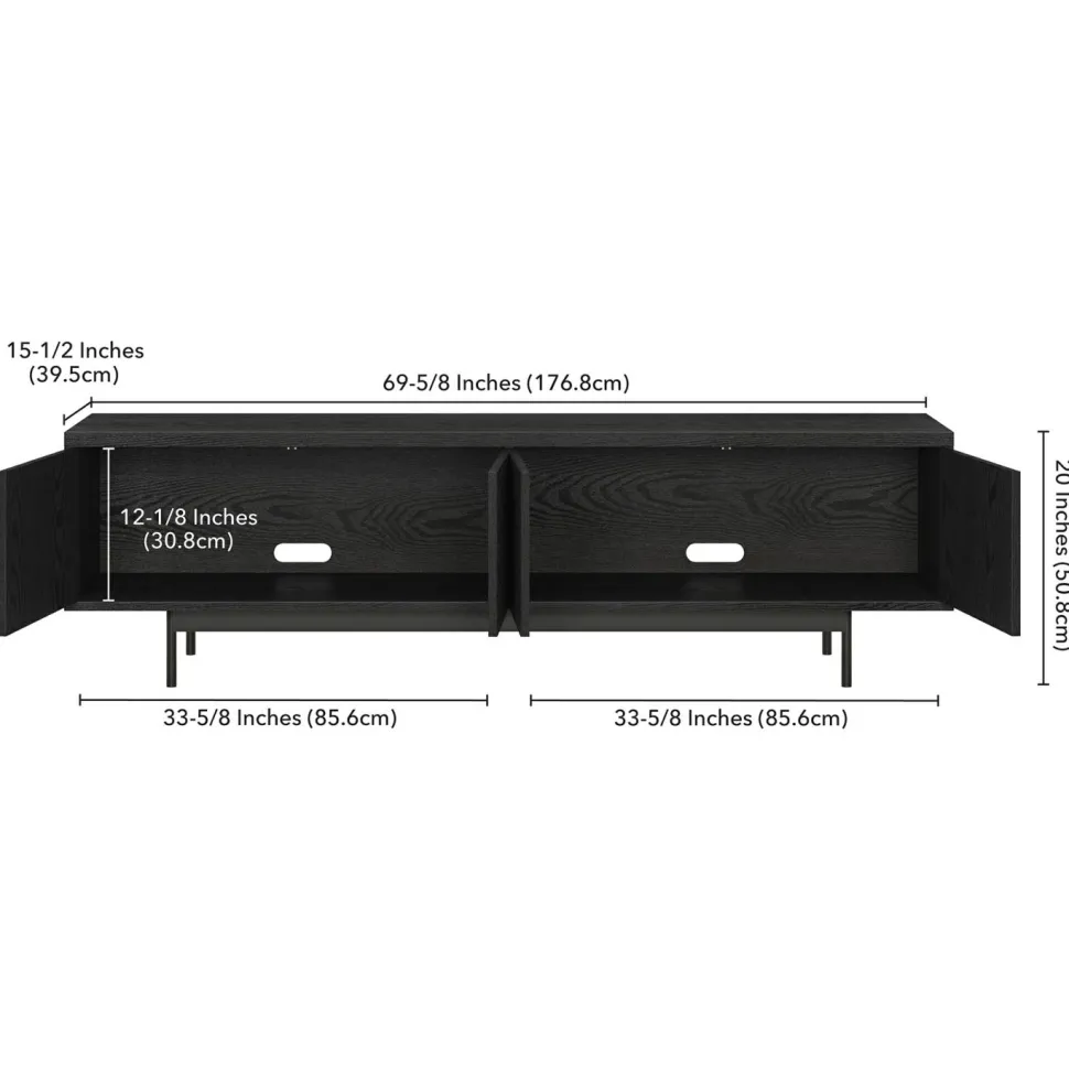 Whitman Rectangular TV Stand for TV's up to 75" in Black Grain