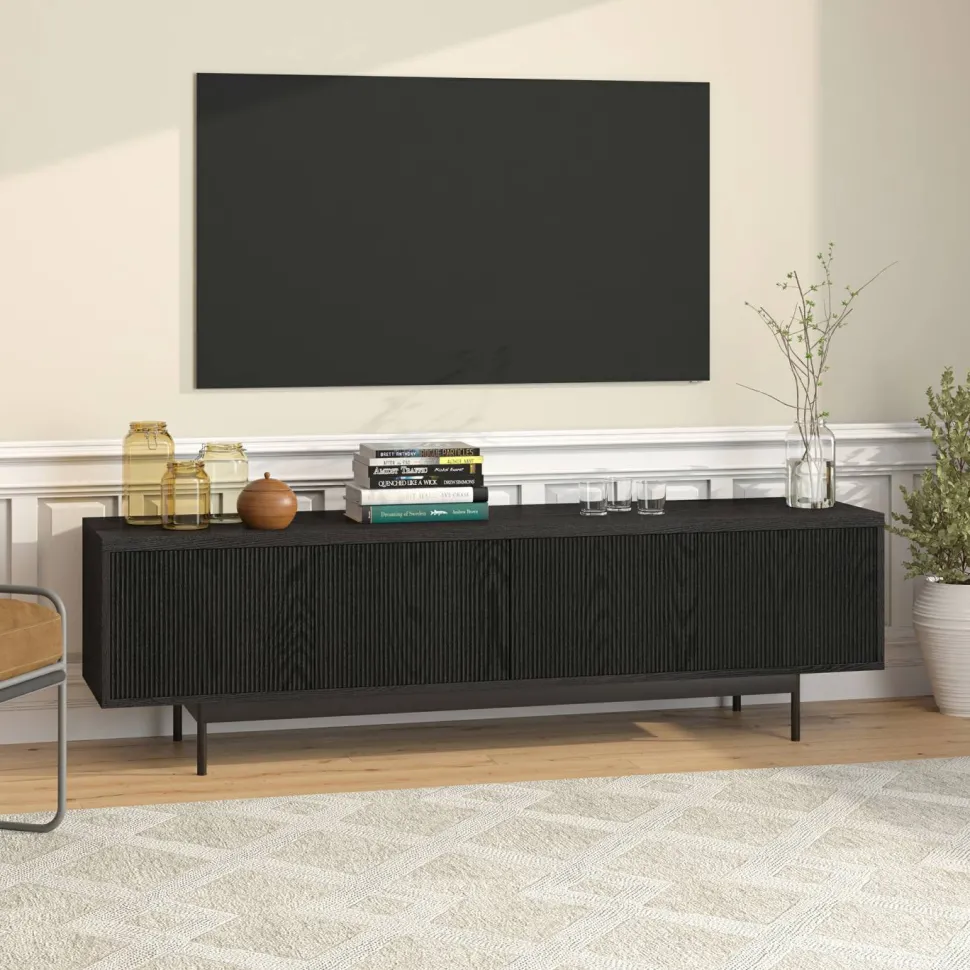 Whitman Rectangular TV Stand for TV's up to 75" in Black Grain