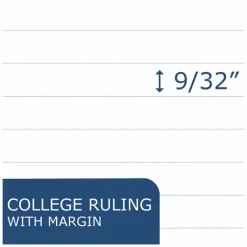 WIDE Landscape Format Writing Pad, Medium/College Rule, 11 x 9.5, White, 40 Sheets