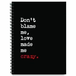 Willow Creek Press Love Made Me Crazy Undated Journal, Medium/College Rule, Black/White/Red Cover, (80) 8 x 6 Sheets
