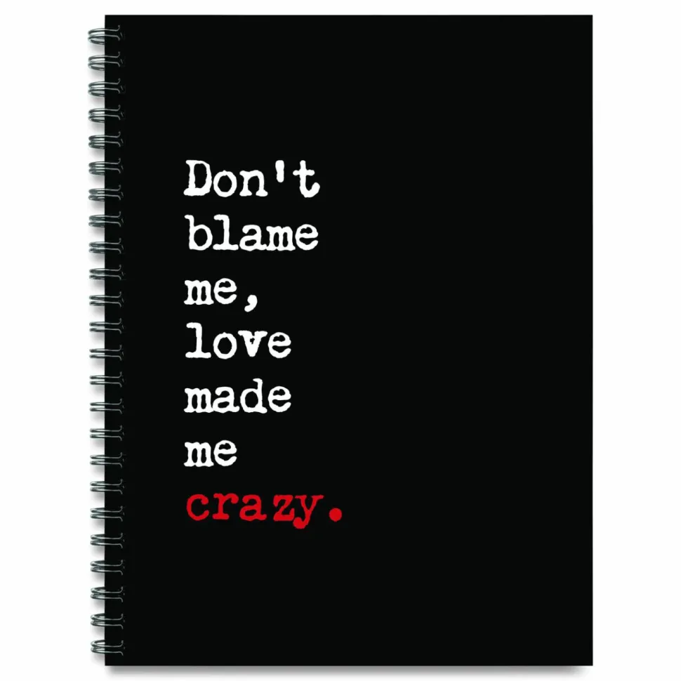 Willow Creek Press Love Made Me Crazy Undated Journal, Medium/College Rule, Black/White/Red Cover, (80) 8 x 6 Sheets
