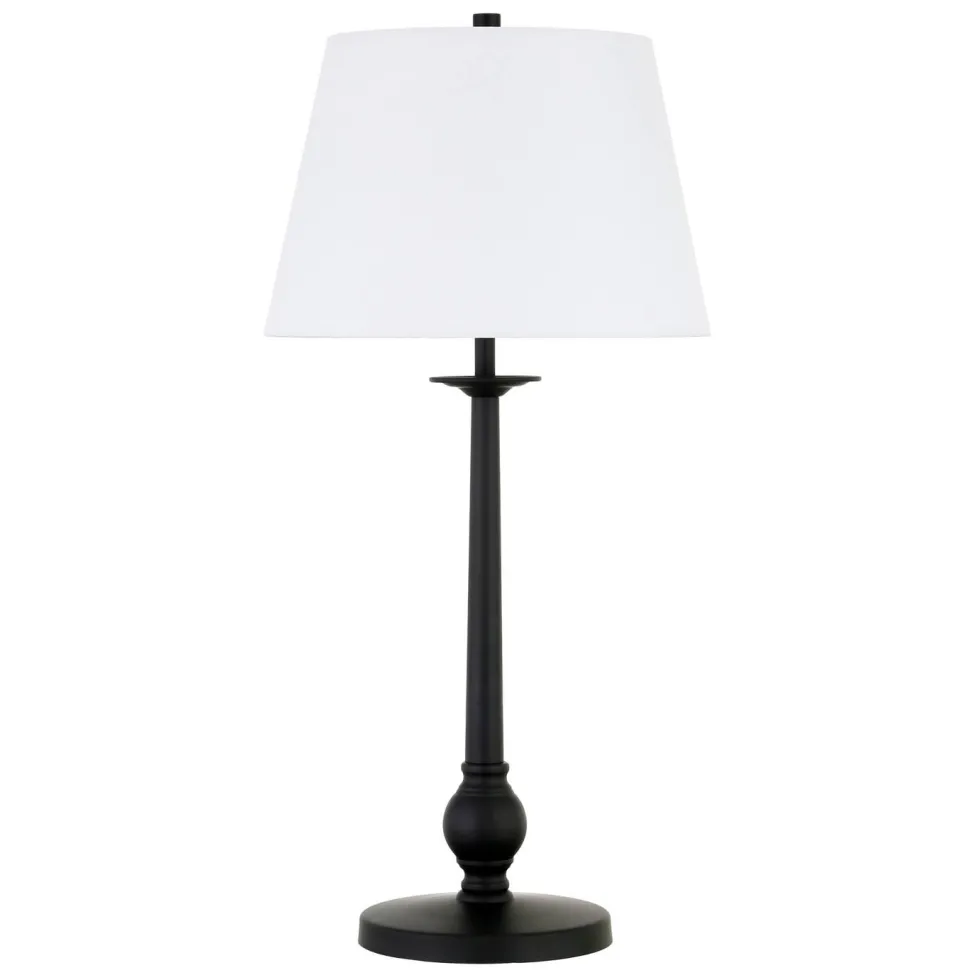 Wilmer 28" Tall Table Lamp with Fabric Shade in Blackened Bronze/White