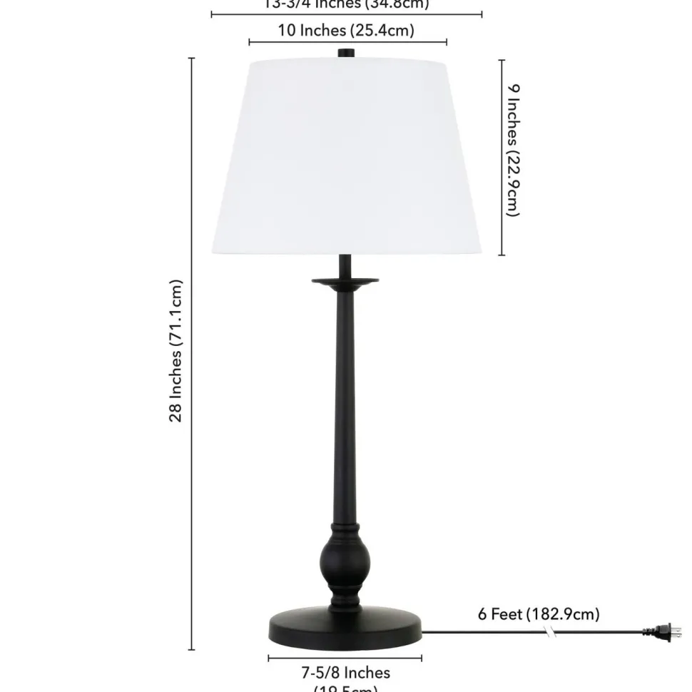 Wilmer 28" Tall Table Lamp with Fabric Shade in Blackened Bronze/White