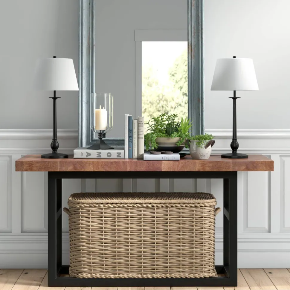 Wilmer 28" Tall Table Lamp with Fabric Shade in Blackened Bronze/White