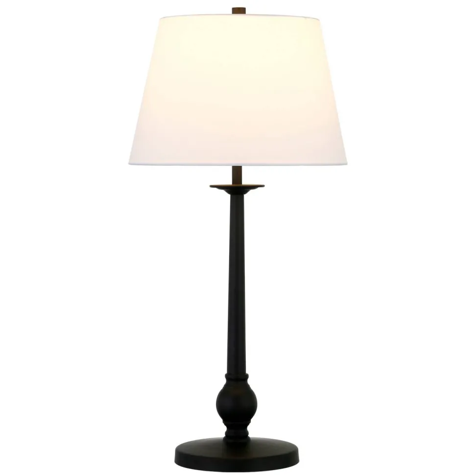 Wilmer 28" Tall Table Lamp with Fabric Shade in Blackened Bronze/White