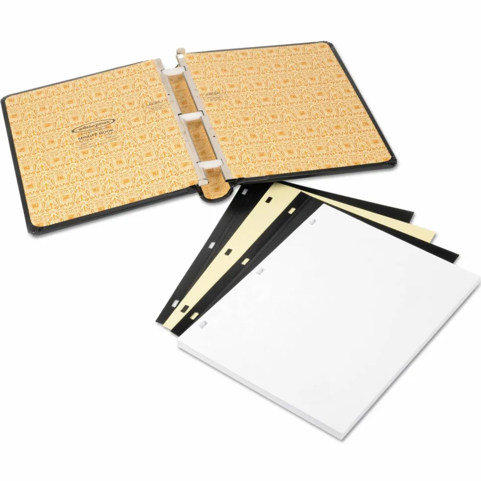 Wilson Jones Minute Book, Letter Size 8 1/2"x11", 250 Pages, Black - 125 Sheet(s) - 28 lb - Sewn Bound - Letter - 8 1/2"x11" Sheet Size - Black Cover