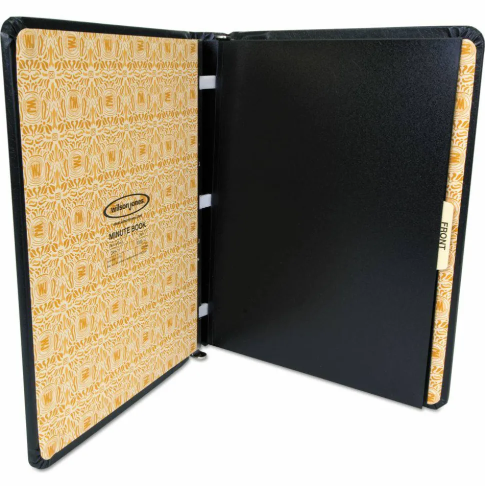 Wilson Jones Minute Book, Letter Size 8 1/2"x11", 250 Pages, Black - 125 Sheet(s) - 28 lb - Sewn Bound - Letter - 8 1/2"x11" Sheet Size - Black Cover