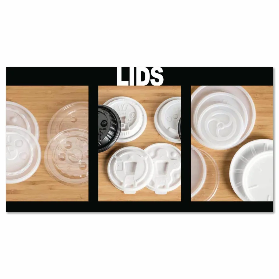 WinCup Plastic Lids for Foam Cups and Bowls, Slotted, Fits 8 oz to 10 oz Hot Cup, White, 1,000/Carton