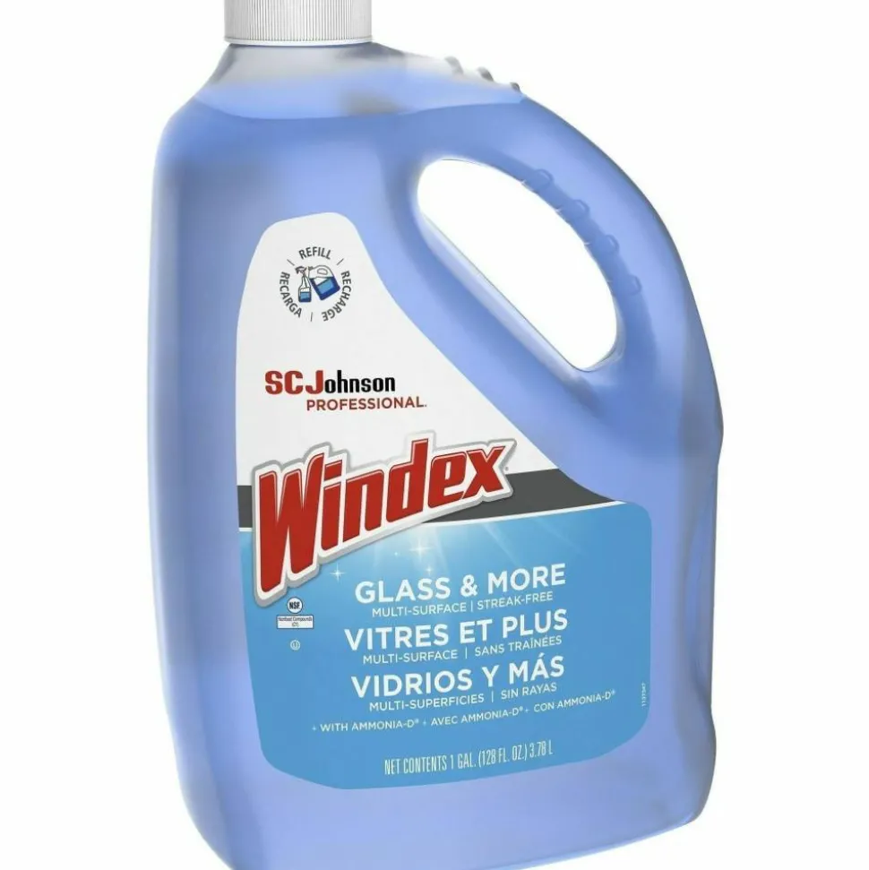 Windex Glass & Multi-Surface Cleaner, 128 Oz Bottle, Case Of 4