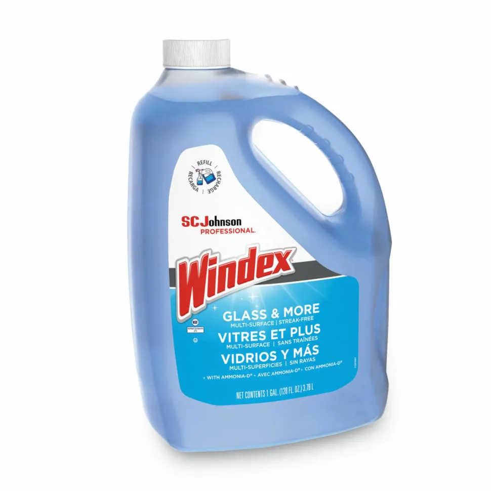 Windex Glass & Multi-Surface Cleaner, 128 Oz Bottle, Case Of 4