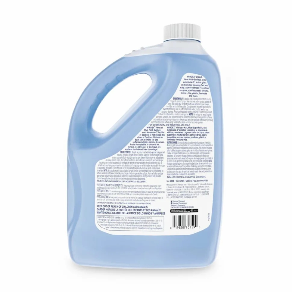 Windex Glass & Multi-Surface Cleaner, 128 Oz Bottle, Case Of 4