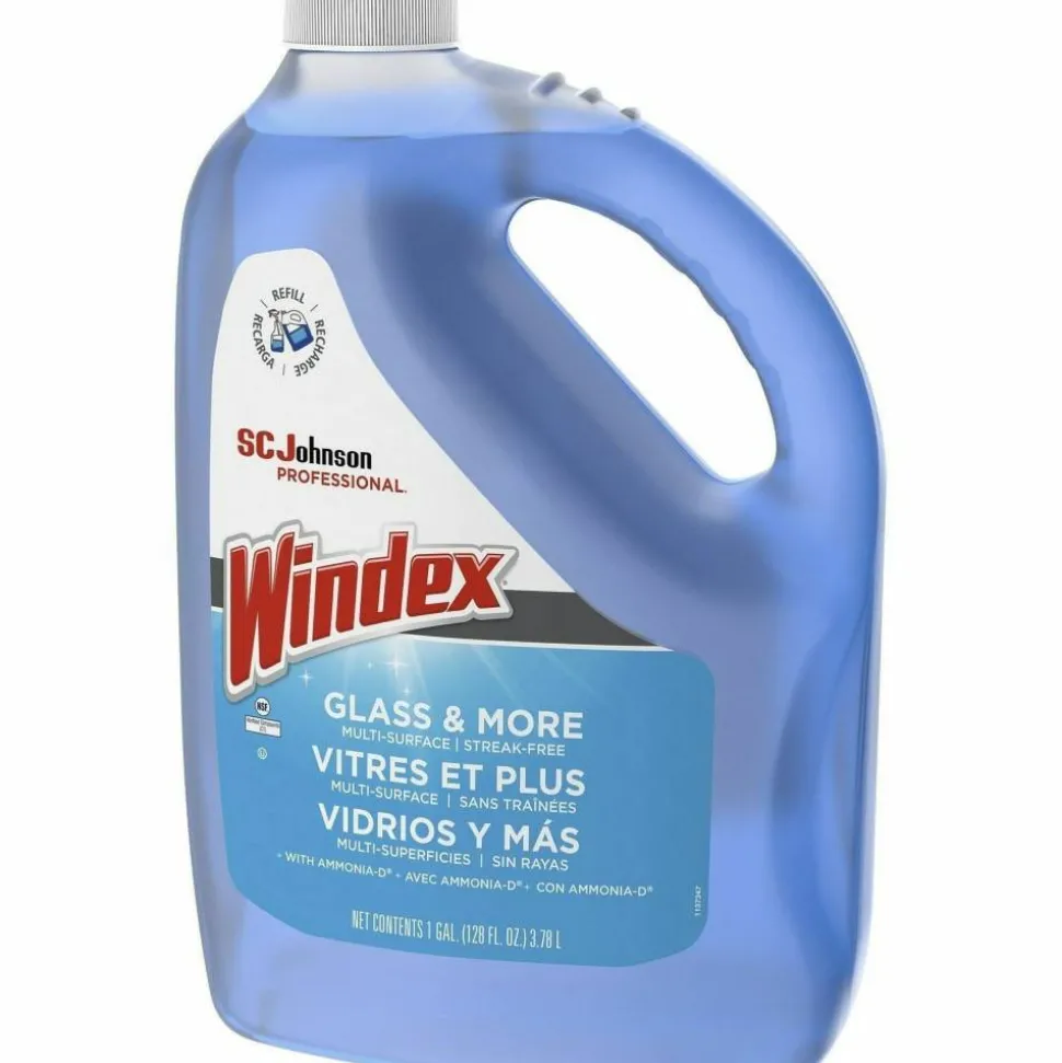 Windex Glass & Multi-Surface Cleaner, 128 Oz Bottle, Case Of 4