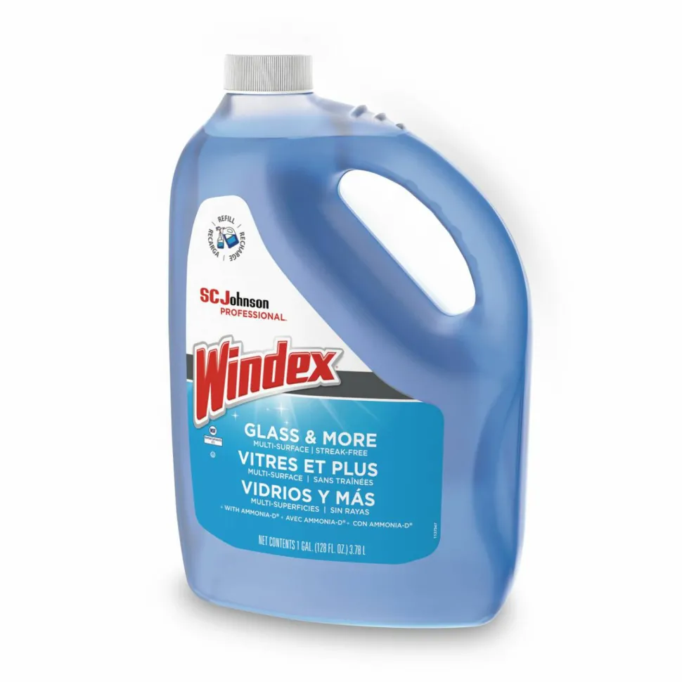 Windex Glass & Multi-Surface Cleaner, 128 Oz Bottle, Case Of 4