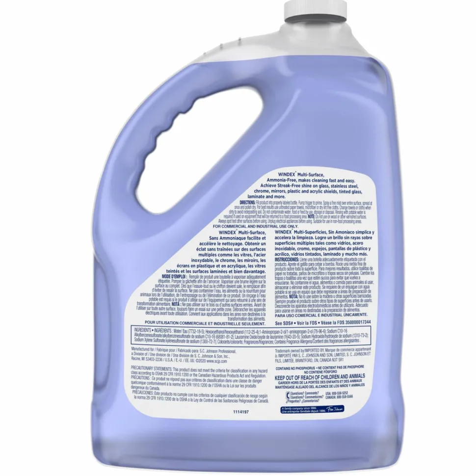 Windex Non-Ammoniated Glass/Multi Surface Cleaner, 128 oz Bottle, 4/Carton