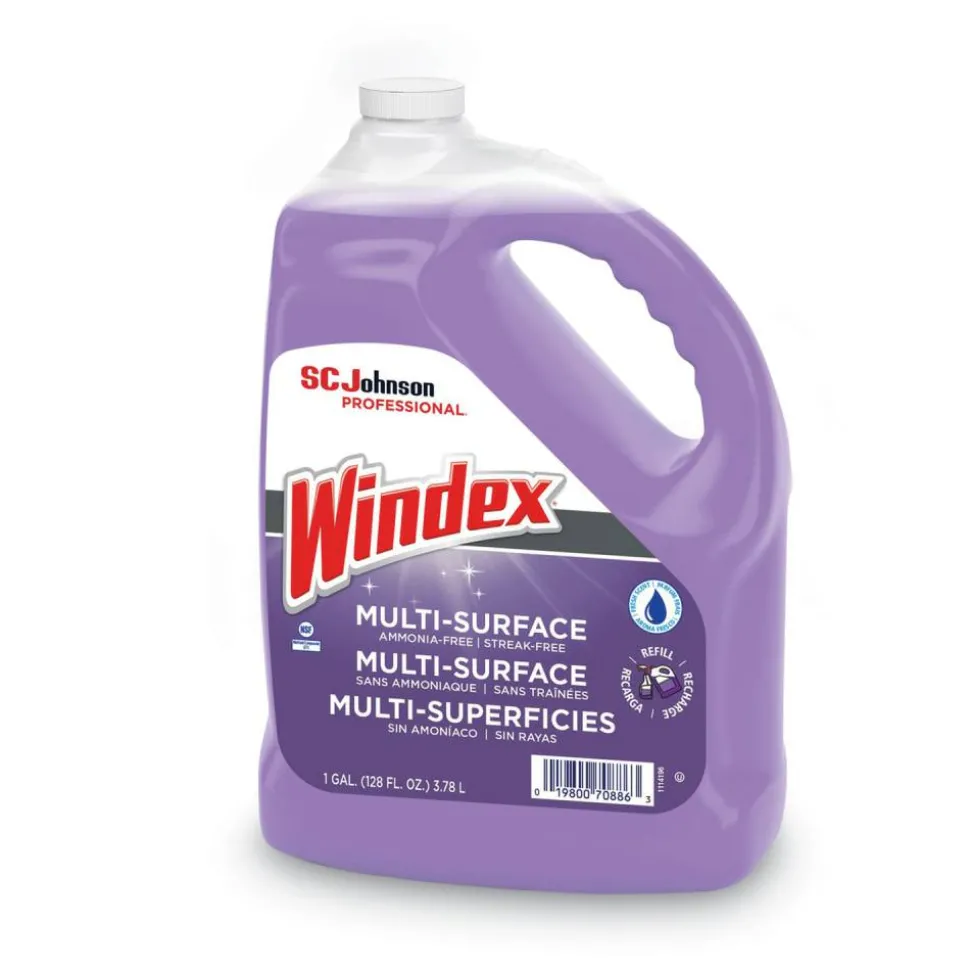 Windex Non-Ammoniated Glass/Multi Surface Cleaner, 128 oz Bottle, 4/Carton