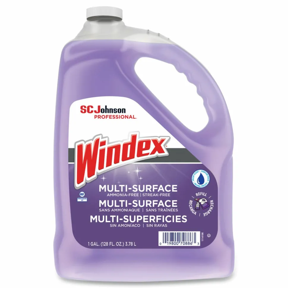 Windex Non-Ammoniated Glass/Multi Surface Cleaner, 128 oz Bottle, 4/Carton