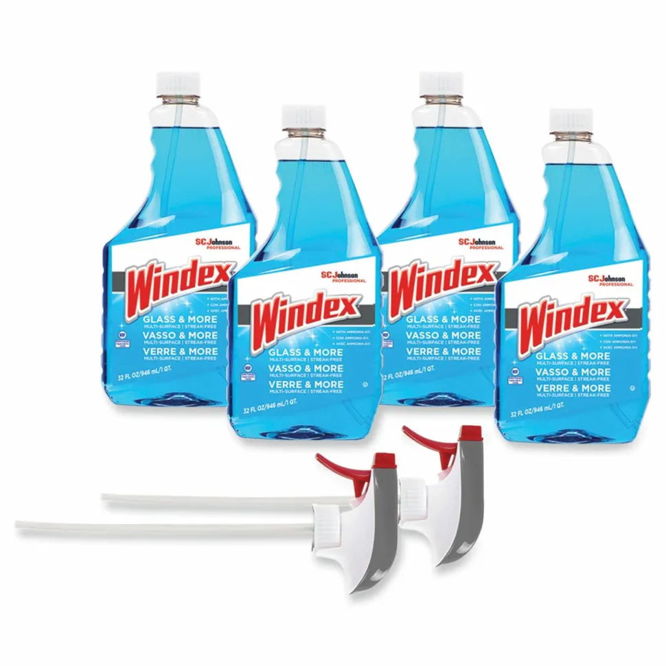 Windex Original Glass Cleaner, 32 oz Spray Bottle, 4/Carton