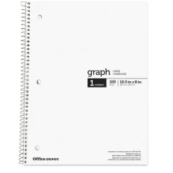 Wirebound Notebooks, 8" x 10-1/2", 1 Subject, Quad Ruled, 100 Sheets, Assorted Colors, Pack Of 6 Notebooks