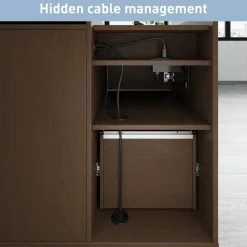 40”W Multifunction Mobile File Cabinet Printer Stand with Integrated Power & Charging, Gray Oak, BIFMA Compliant