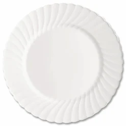 WNA Classicware Plastic Dinnerware, Plates, 9" dia, White, 12/Bag, 15 Bags/Carton