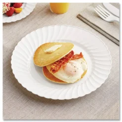 WNA Classicware Plastic Dinnerware, Plates, 9" dia, White, 12/Bag, 15 Bags/Carton