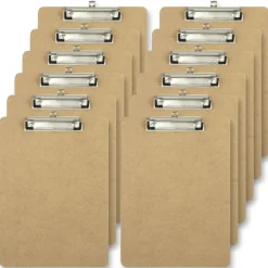 Wood Clipboards, 9" x 12-1/2", 100% Recycled Wood, Light Brown, Pack Of 12 Clipboards