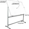 WorkPro Double-Sided Mobile Magnetic Dry-Erase Whiteboard Easel, 72" x 48", Aluminum Frame With Silver Finish