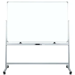 WorkPro Double-Sided Mobile Magnetic Dry-Erase Whiteboard Easel, 72" x 48", Aluminum Frame With Silver Finish