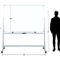 WorkPro Double-Sided Mobile Magnetic Dry-Erase Whiteboard Easel, 72