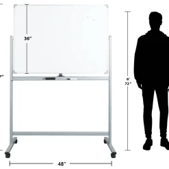 WorkPro Double-Sided Mobile Magnetic Dry-Erase Whiteboard Easel, 36