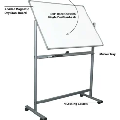WorkPro Double-Sided Mobile Magnetic Dry-Erase Whiteboard Easel, 36