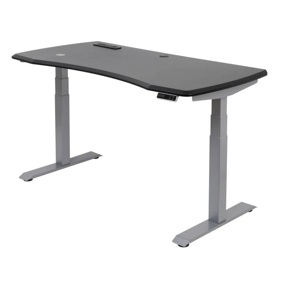WorkPro Electric 60"W Height-Adjustable Standing Desk with Wireless Charging, Black