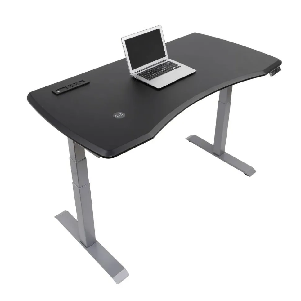 WorkPro Electric 60"W Height-Adjustable Standing Desk with Wireless Charging, Black