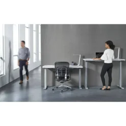 WorkPro Electric 60"W Height-Adjustable Standing Desk with Wireless Charging, White