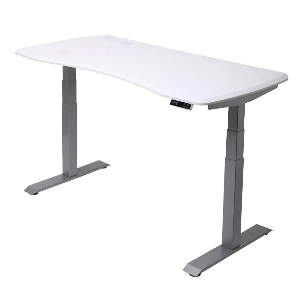 WorkPro Electric 60"W Height-Adjustable Standing Desk with Wireless Charging, White