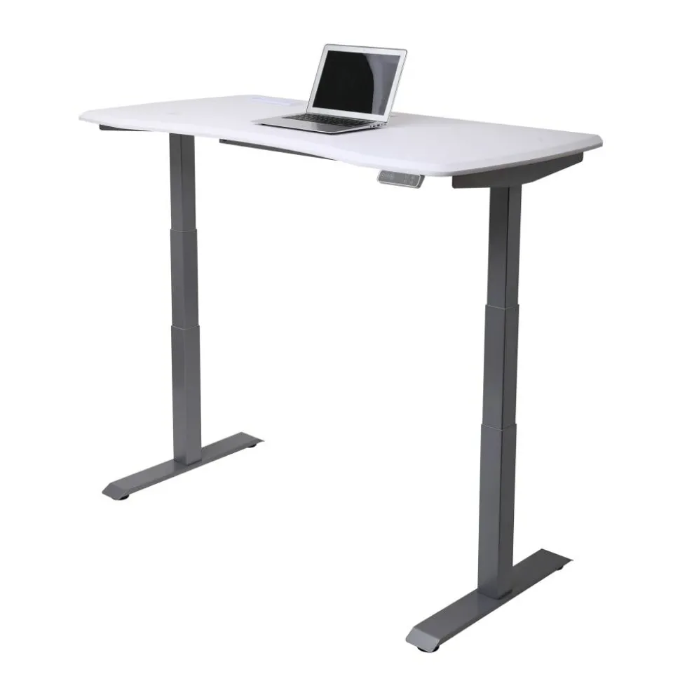 WorkPro Electric 60"W Height-Adjustable Standing Desk with Wireless Charging, White