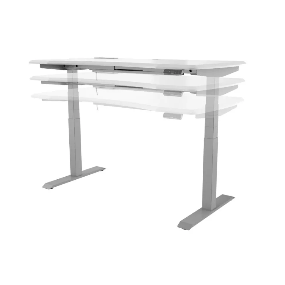 WorkPro Electric 60"W Height-Adjustable Standing Desk with Wireless Charging, White