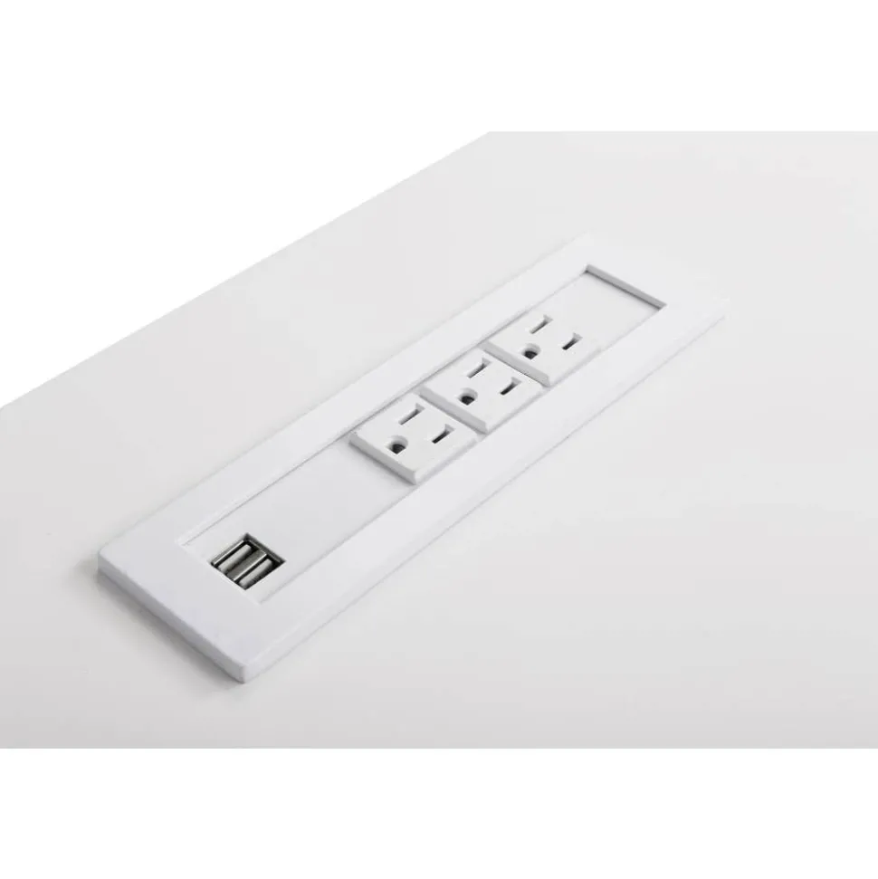 WorkPro Electric 60"W Height-Adjustable Standing Desk with Wireless Charging, White