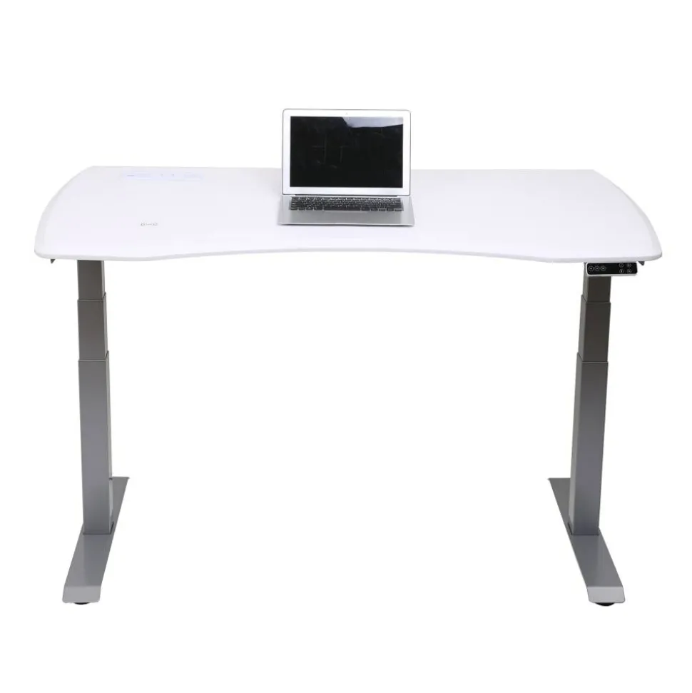 WorkPro Electric 60"W Height-Adjustable Standing Desk with Wireless Charging, White