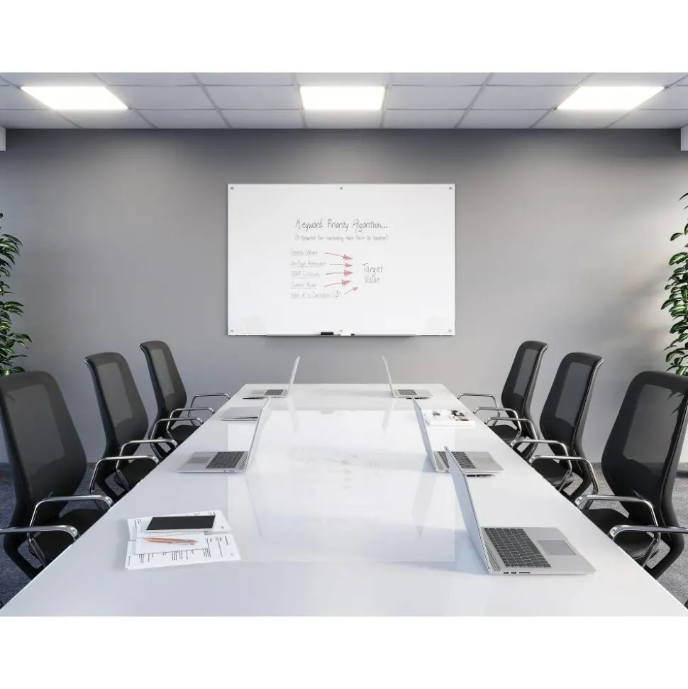 WorkPro Magnetic Glass Unframed Dry-Erase Whiteboard, 72" x 48", White